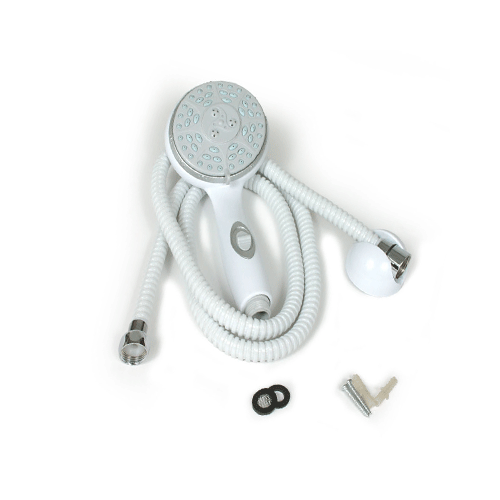 Camco 43714 - Kit de tête de douche - Blanc avec marche/arrêt comprenant le tuyau, la tête, le support et le matériel