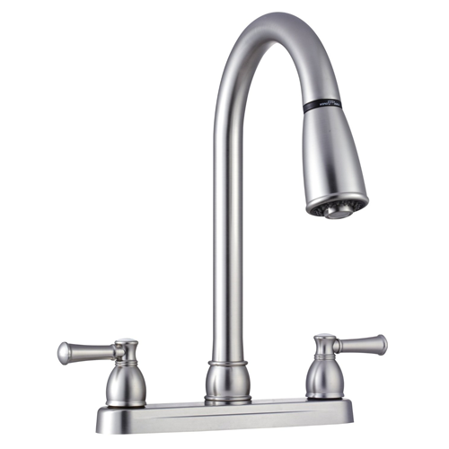 Dura Non-Metallic Dual Lever Pull-Down RV Kitchen Faucet - Brushed Satin Nickel
