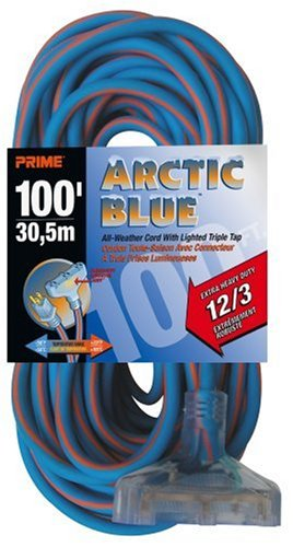Rallonge électrique 12/3 x 100' 3 prises Artic Blue Prime Products
